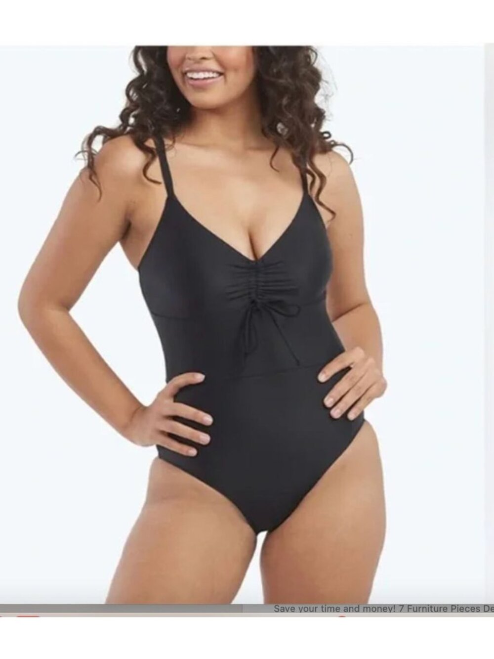 SUMMERSALT Black Cinched One Piece Swimsuit Size 8